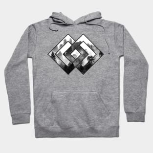 Geometric Forest - Black and White Minimal Hoodie